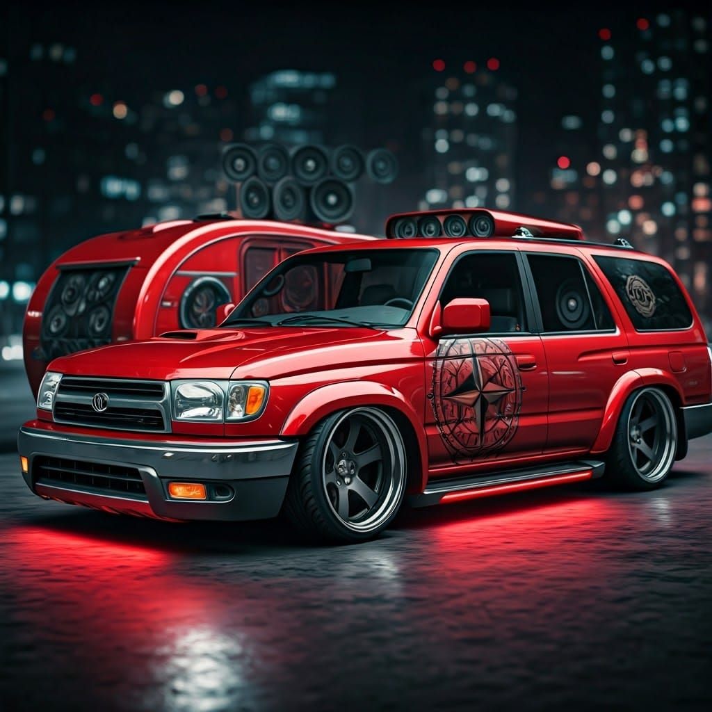 Custom 2001 Toyota 4Runner Lowrider at Night
