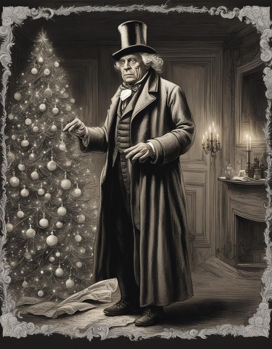 Victorian Ebenezer Scrooge at Christmas