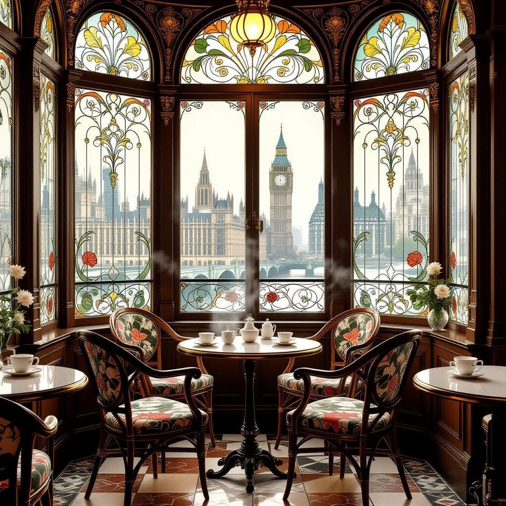 Art Nouveau London Tea Room With Floral Motifs