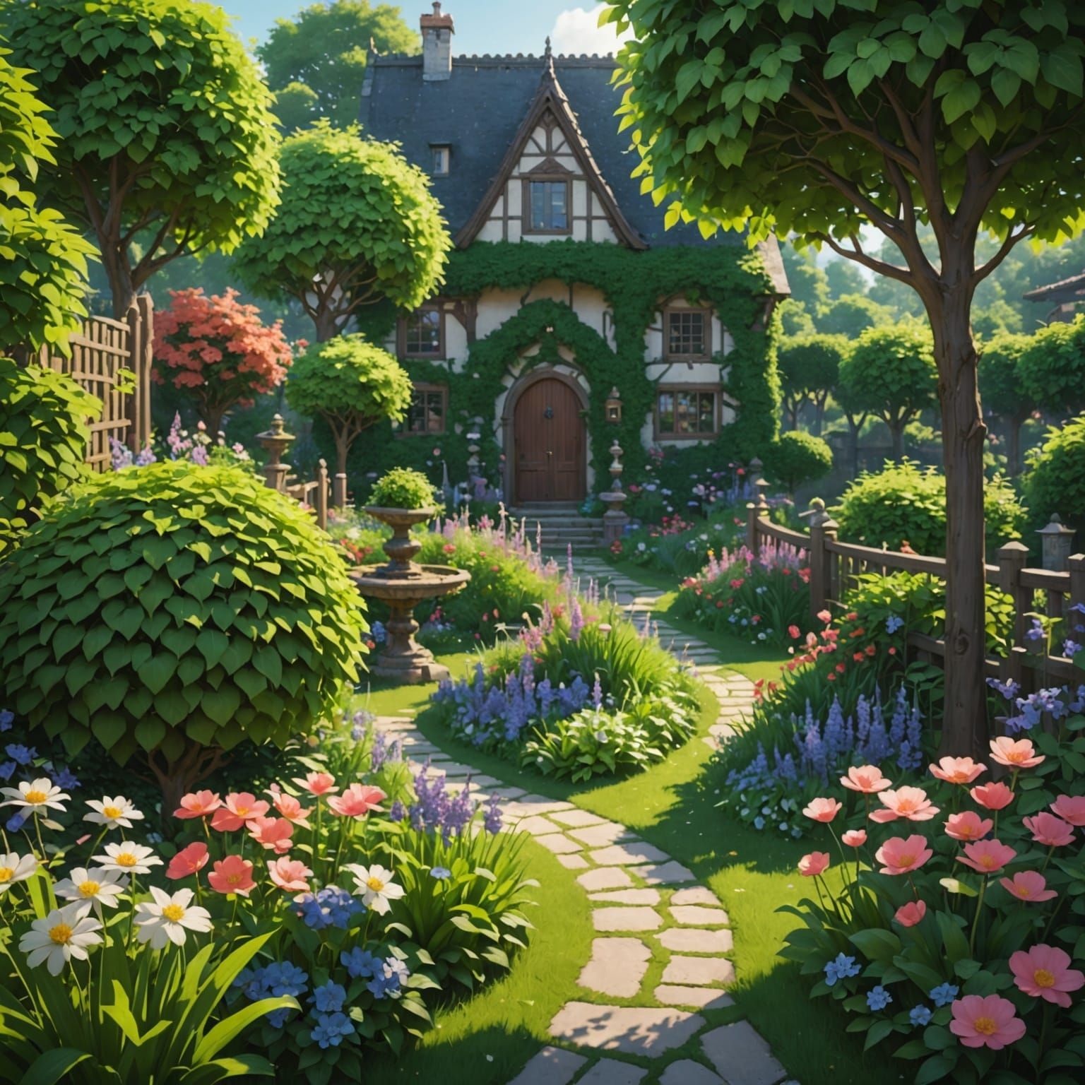 Anime-Inspired Garden in 8 Shape