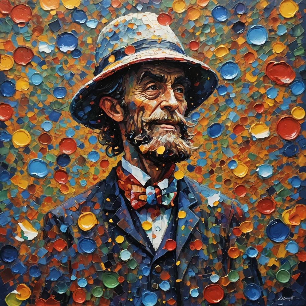 Colorful Fusion of Impasto, Acrylic, and Pointillism