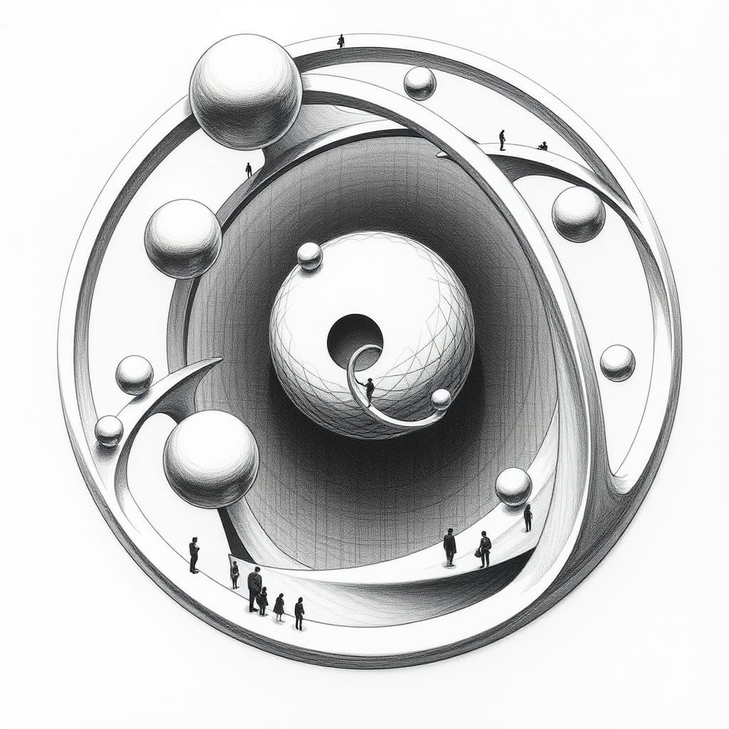 Intricate Charcoal Drawing of a Hypersphere