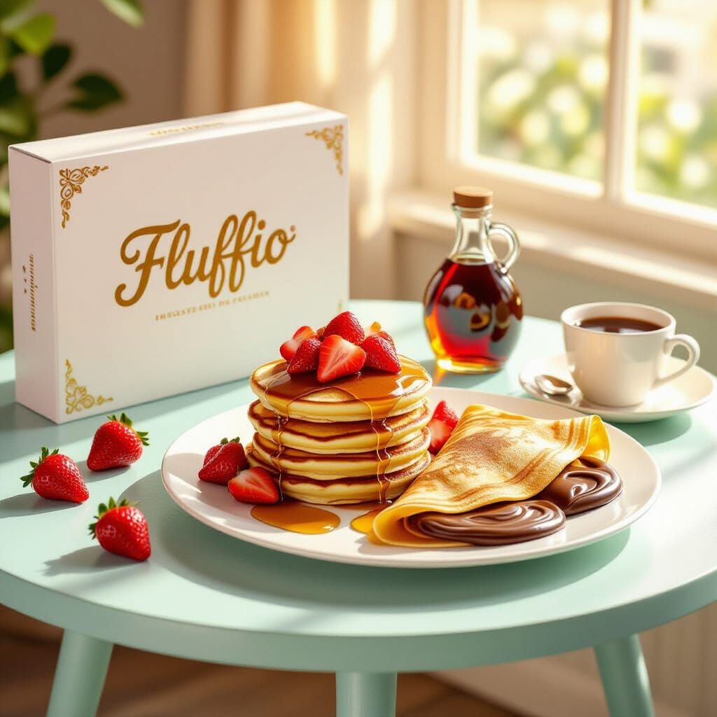 Hyperrealistic Dessert Box with Pancakes and Strawberries