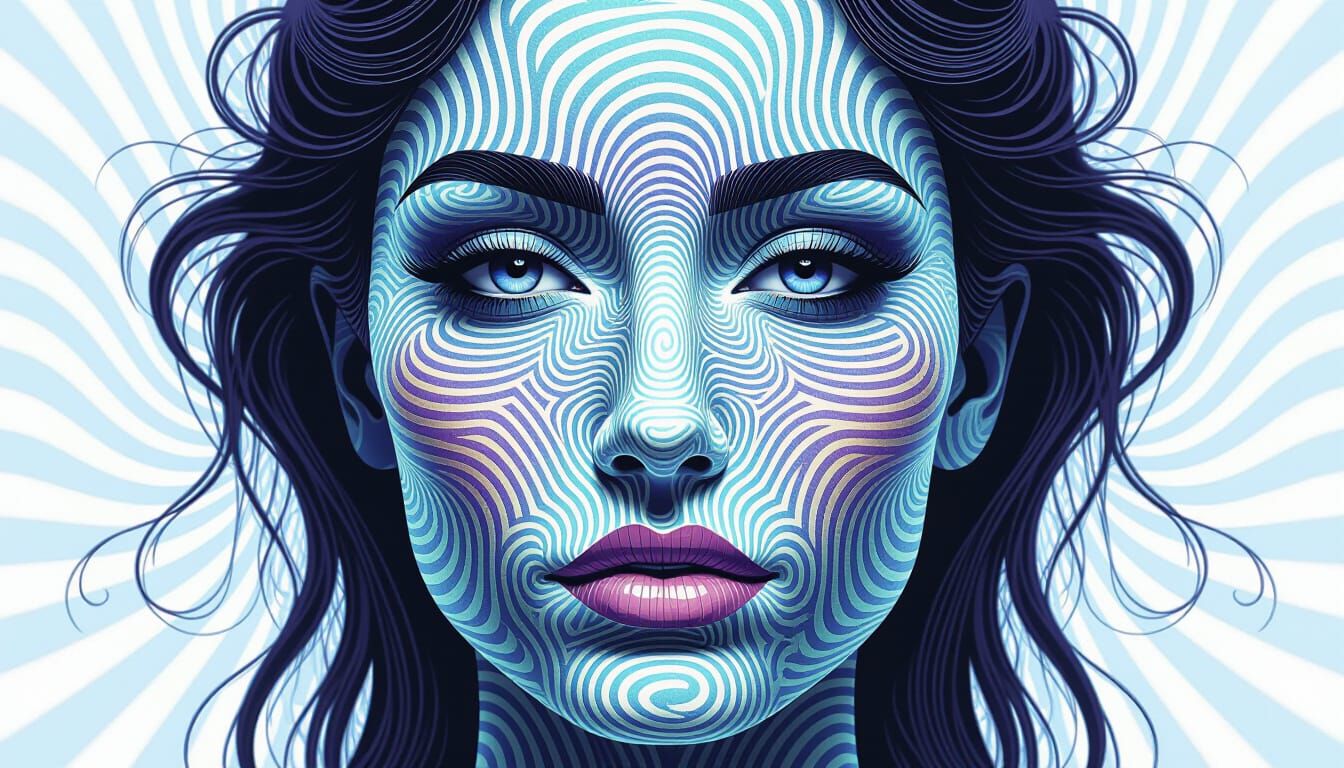 Fractal Face Artwork with Fingerprint Patterns