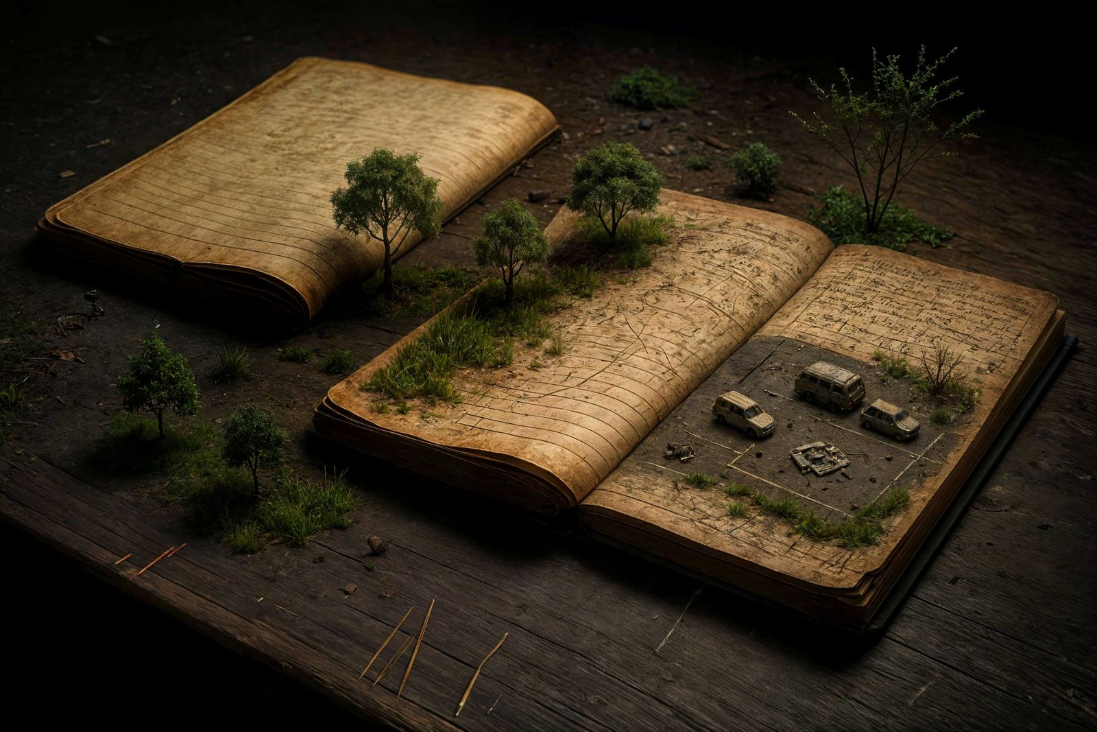 Miniature Forest Growing on Forgotten Notebooks