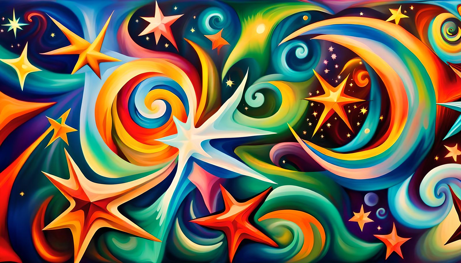 Iridescent Stars Connected in Electro Magnetic Plasma Maelst...