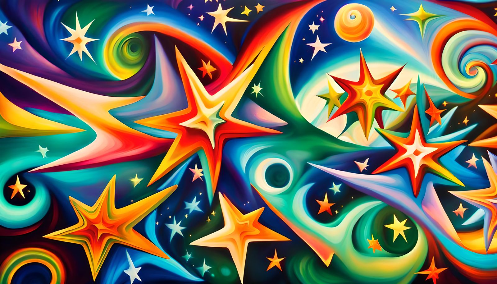 Iridescent Stars Connected in Electro Magnetic Plasma Maelst...