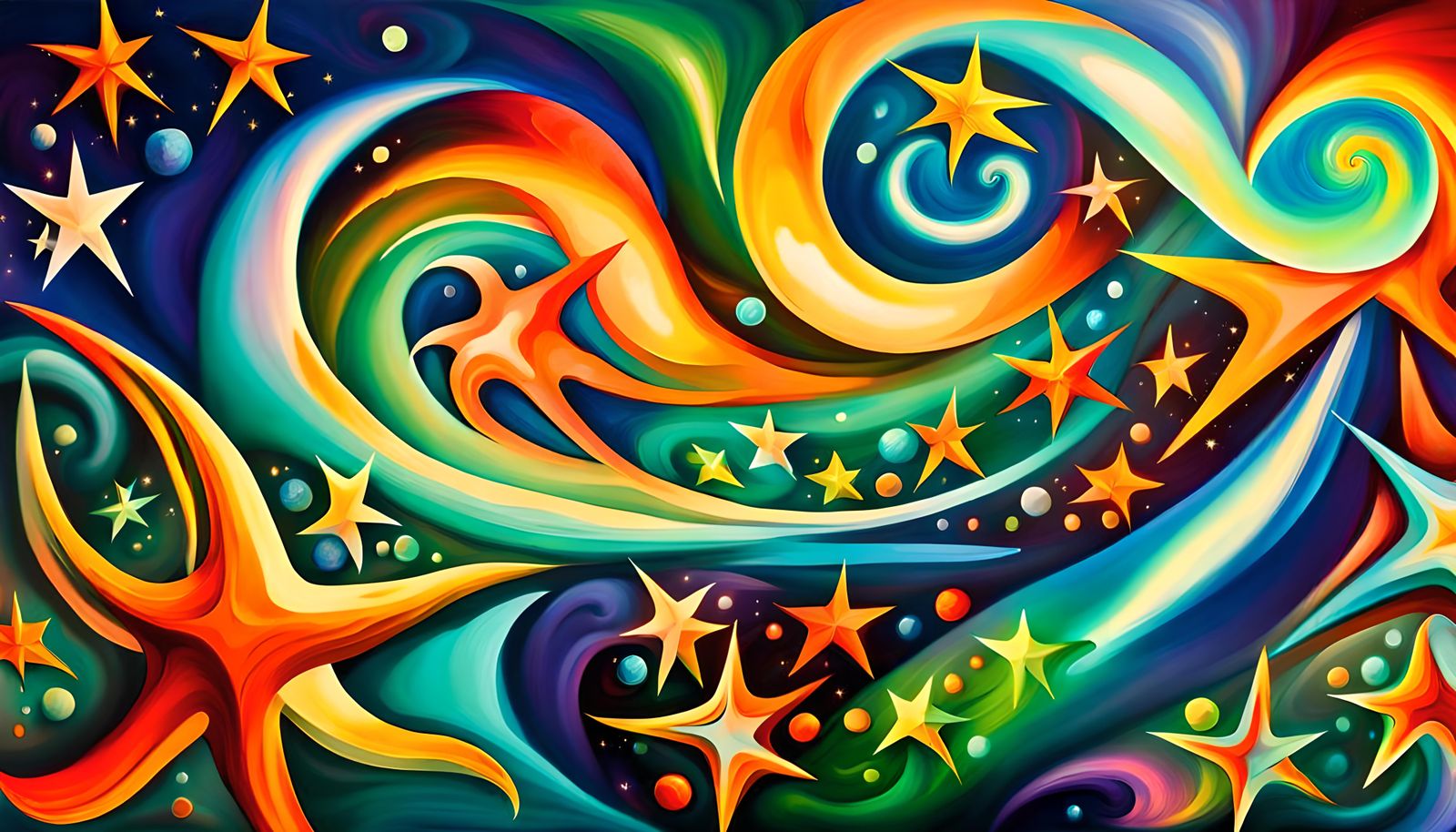 Iridescent Stars in Electromagnetic Plasma: Impasto Painting