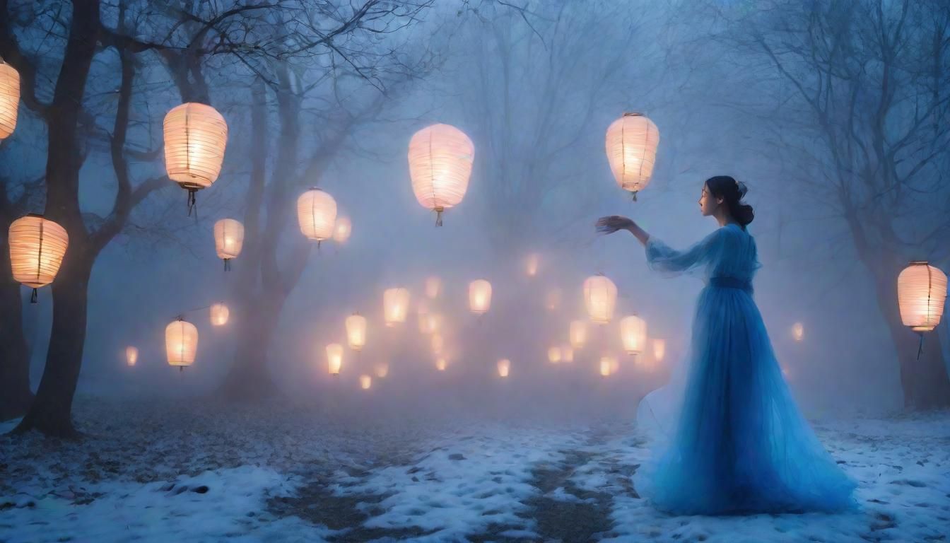 Ethereal Fantasy Landscape with Dancing Figure