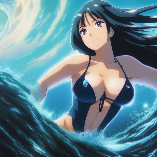 Lamia in Bikini with Slime, Anime Style