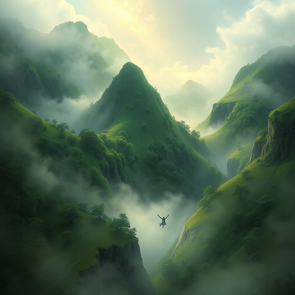 Mystical Avalon Landscape in Romantic Style