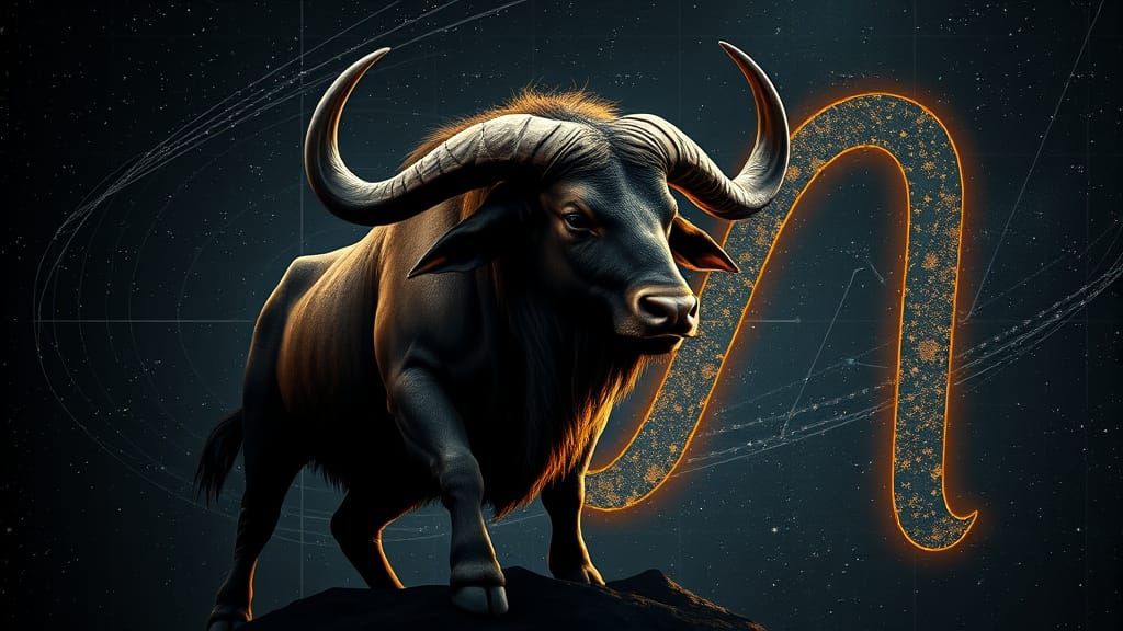 Majestic Taurus Zodiac Set in Cosmic Landscape