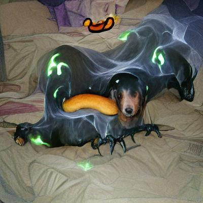Dachshund Dressed as a Hotdog