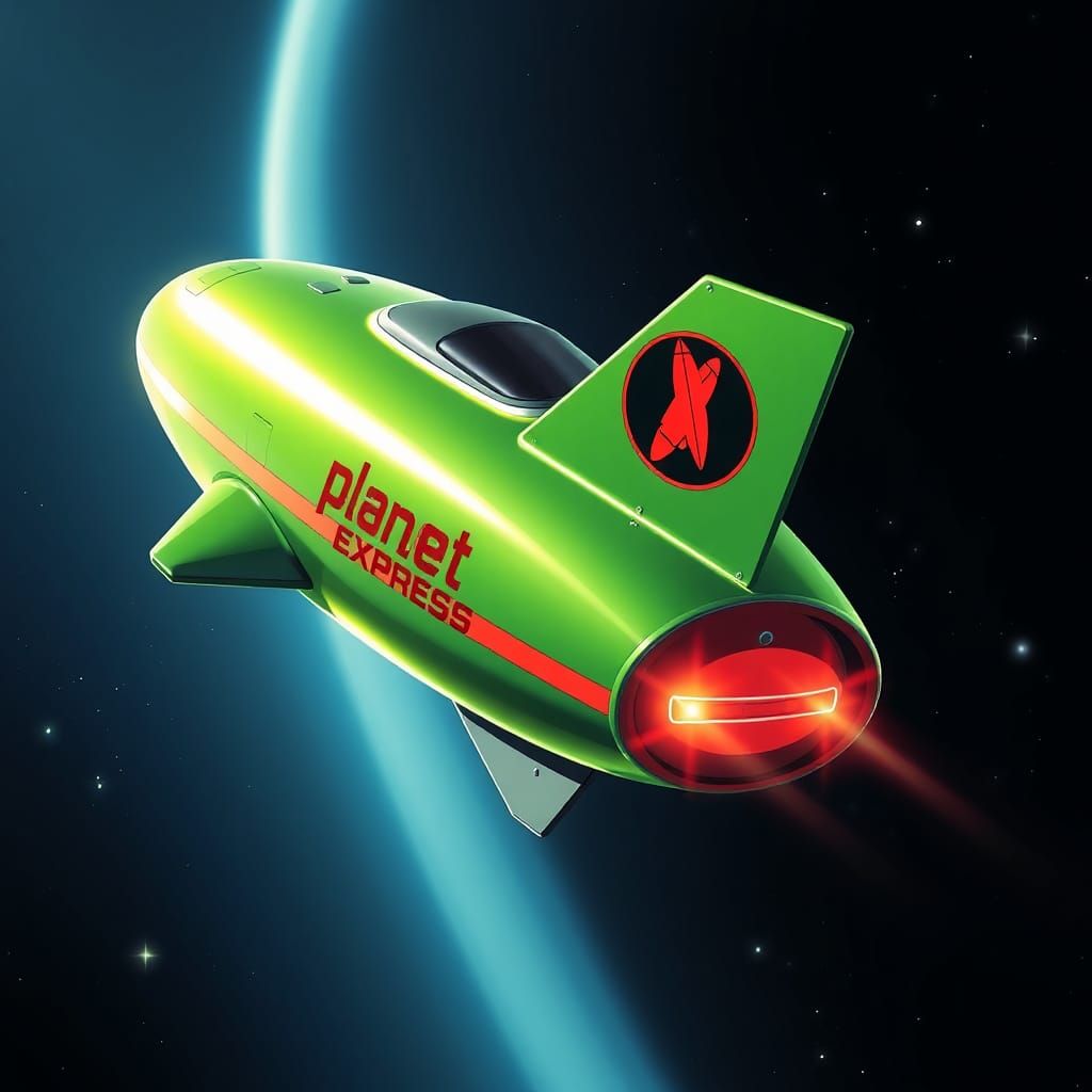 Futurama Planet Express Ship is a bright green (actual name ...