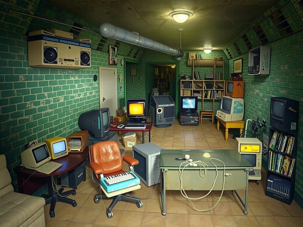 Vintage Computers in a Dark, Mysterious Underground Lair