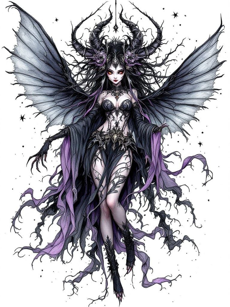 Black Magic Fairy with Spider Silk Wings