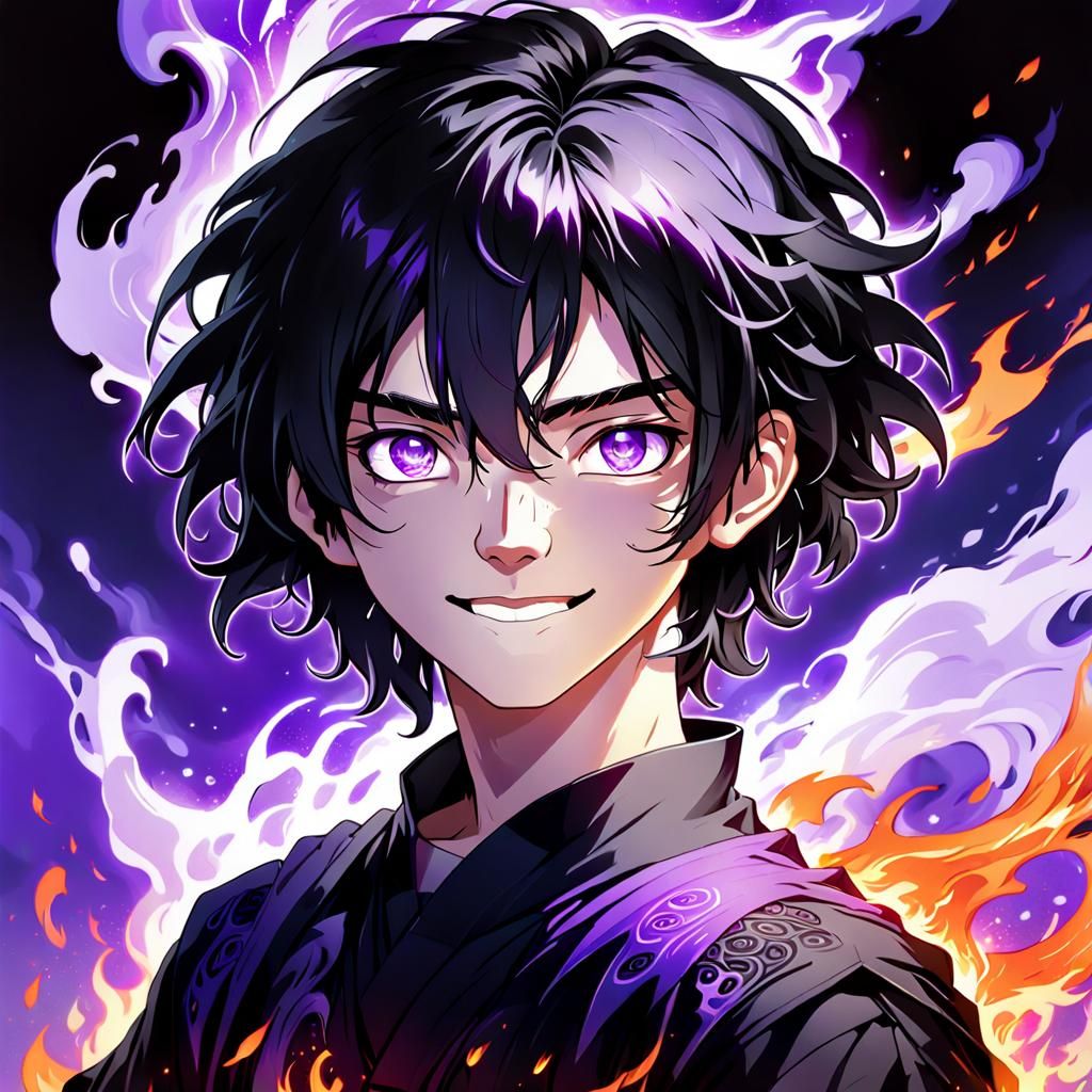 Boy with Violet Eyes in Fantasy Illustration