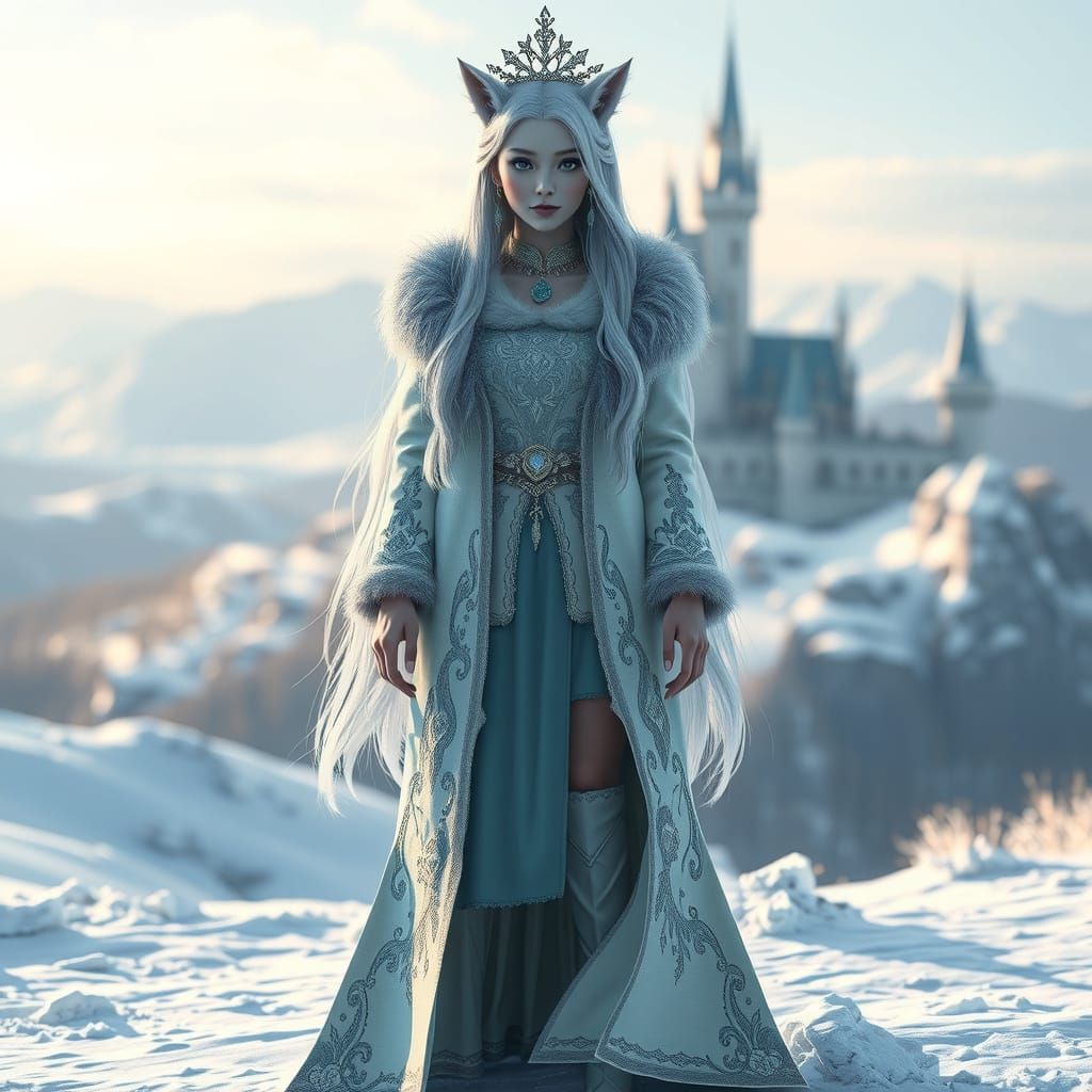 Regal Winter Goddess in Frosty Elegance