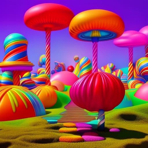 Magical Candy Wonderland in Hyperrealistic Digital Illustrat...