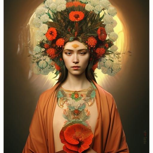 Goddess of Poppy Flowers: Detailed Concept Art