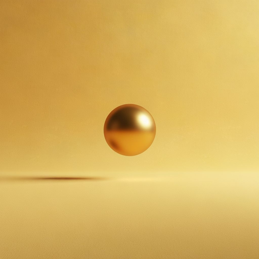 Golden Sphere in Textured Yellow Expanse
