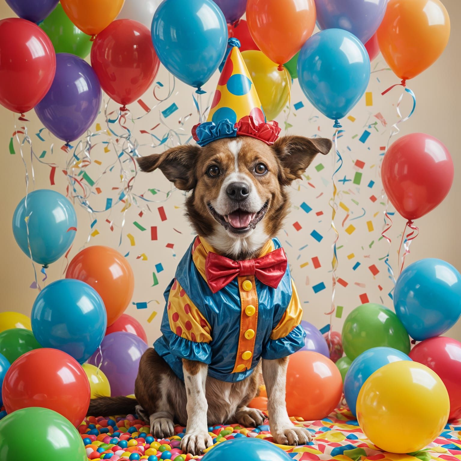 Dog Clown Making Balloon Animals at Birthday Party