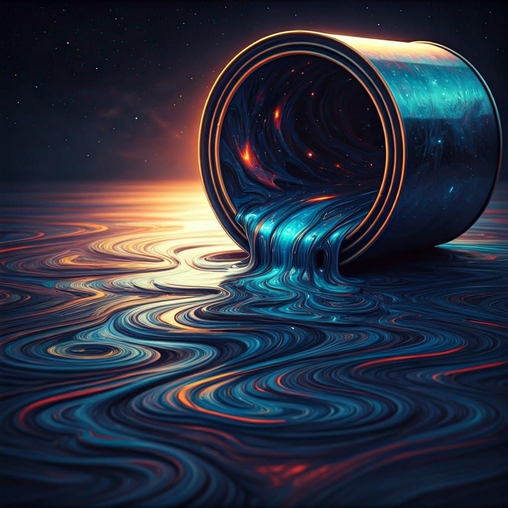 Paint Can Overflowing with Starry Night Sky