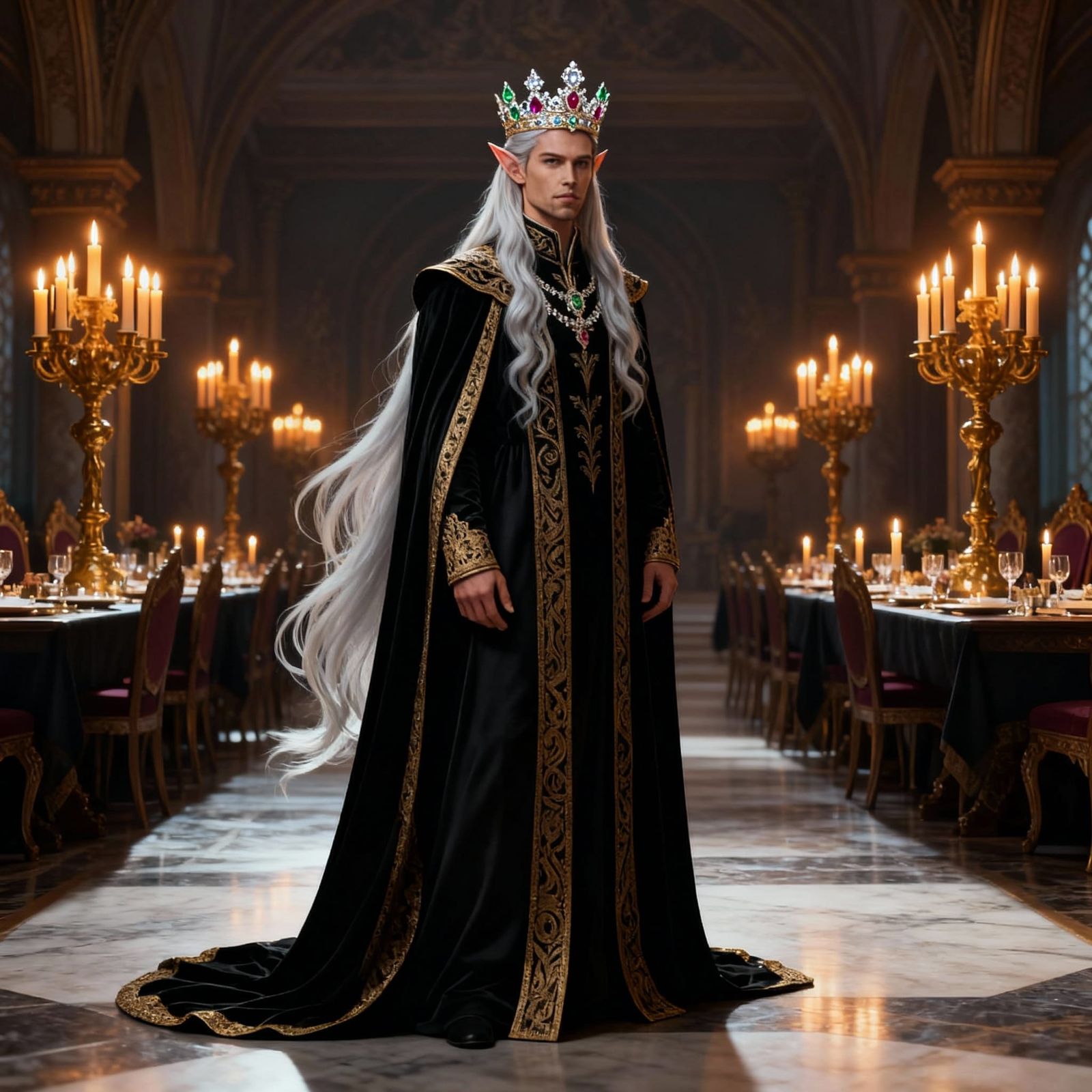 Regal Elven King in Ornate Attire