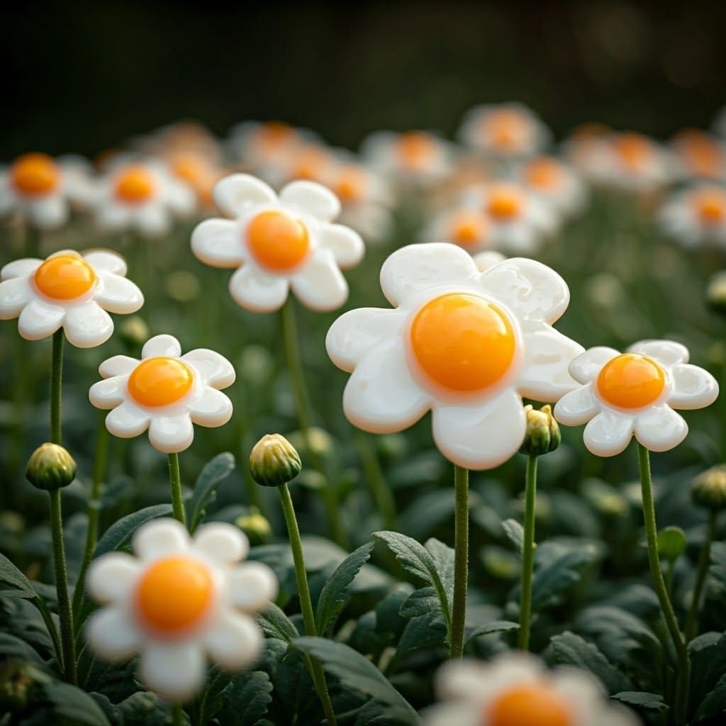 Surreal Macro Photo: Flowers Made of Fried Eggs