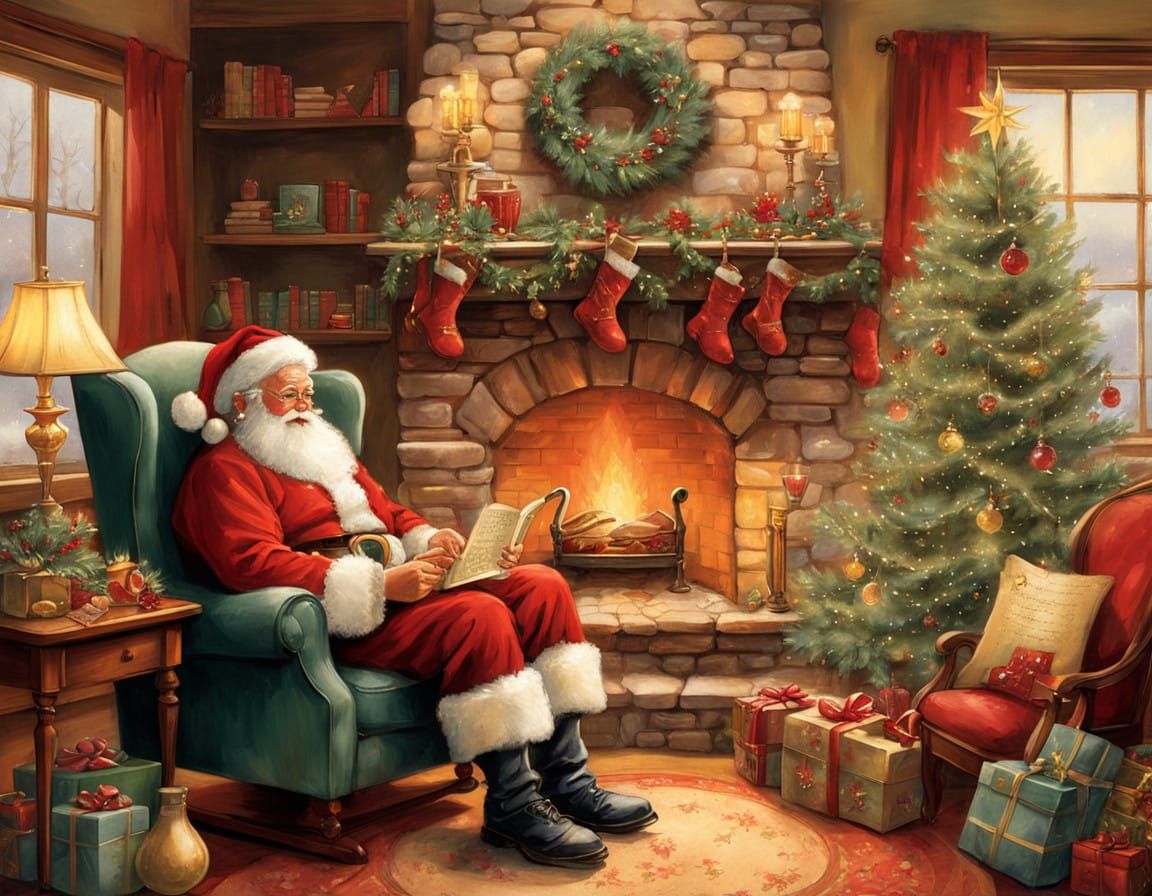 Warm and Cozy Santa Claus Romance by the Fireplace