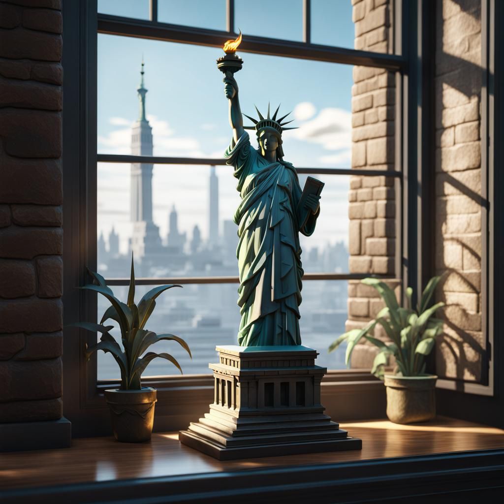 Miniature Statue of Liberty: 3D Game Cinematic Graphics