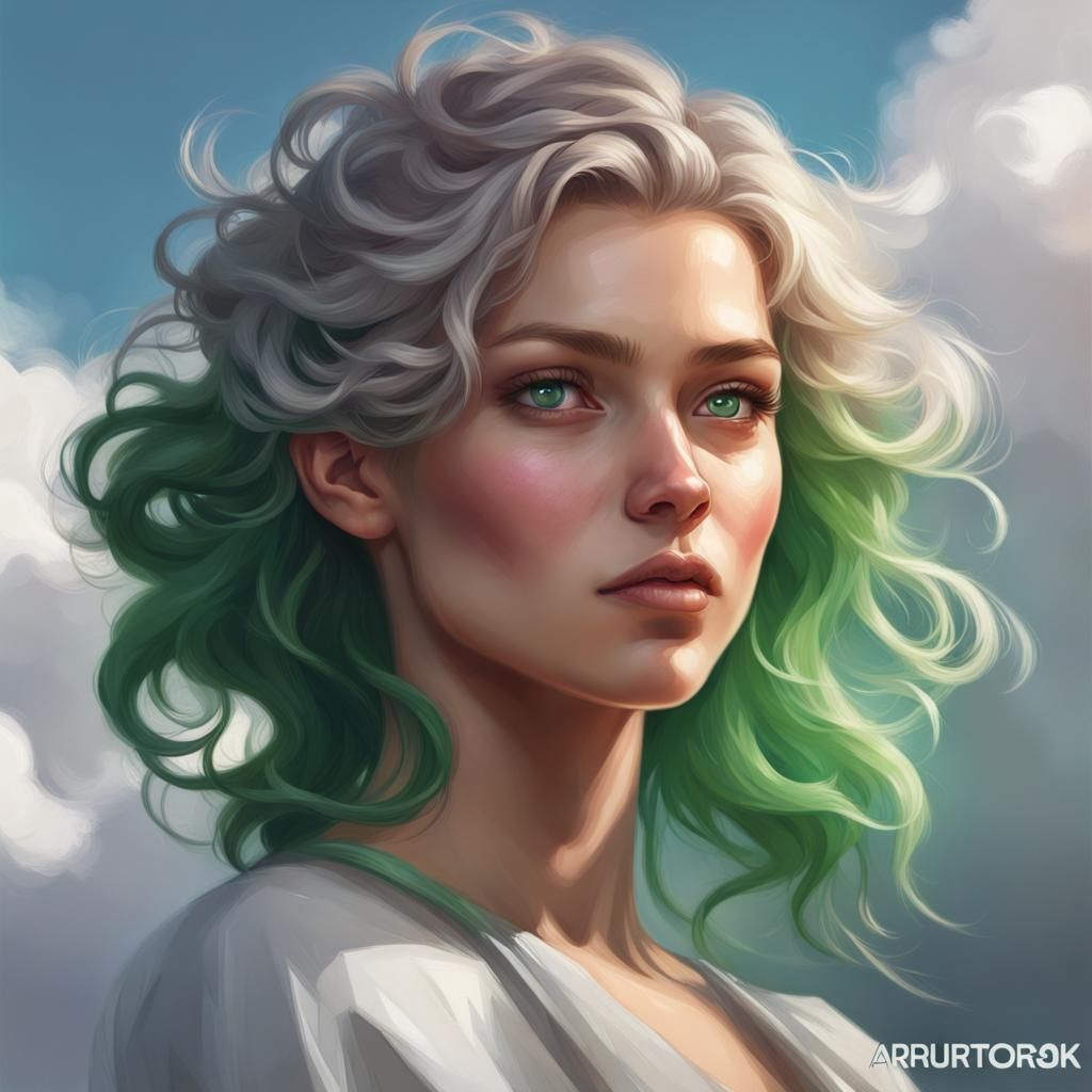 Girl with Cloud Hair in Hyperdetailed Portrait