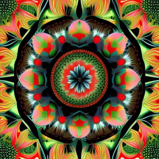 Lotus Mandala with Candles in Fractal Style