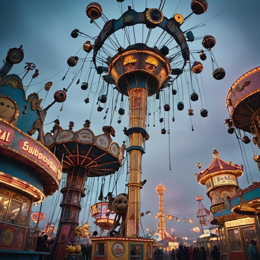 Surreal Carnival Games in a Dali-esque Style