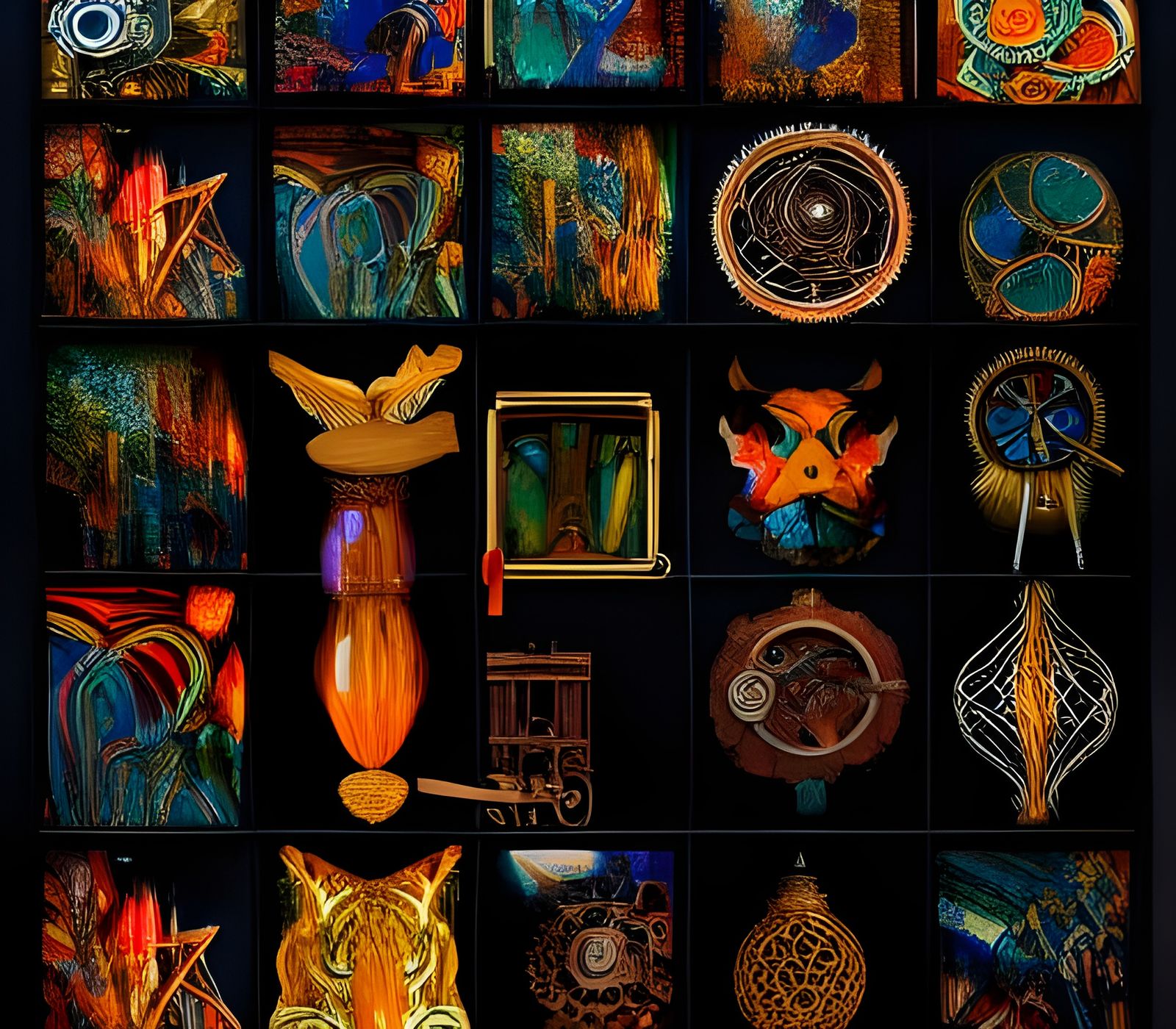 Steampunk Altar with Tiger in Abstract Wonderland