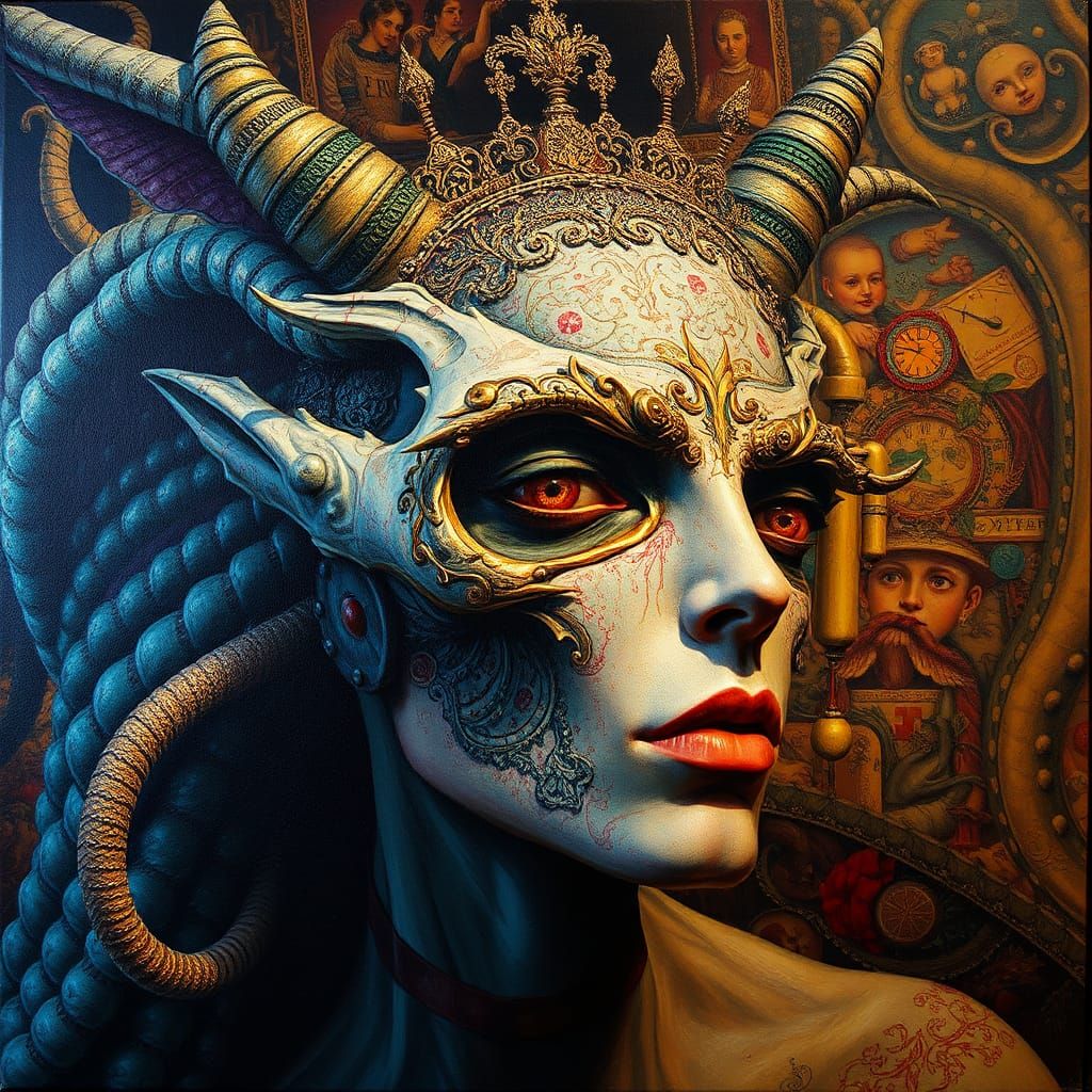Detailed Surreal Oil Painting in Maximalist Style