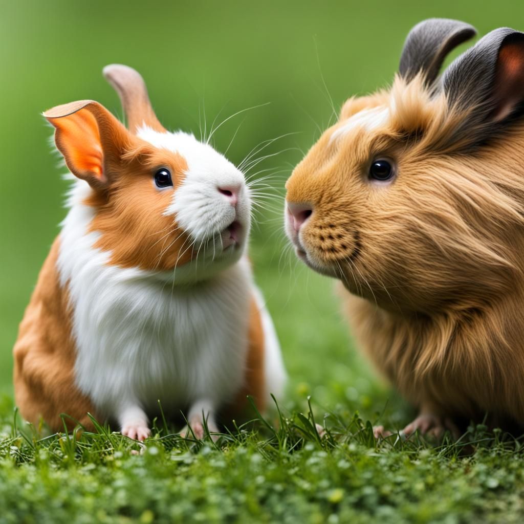 Intense Staring Contest: Guinea Pig vs Rabbit