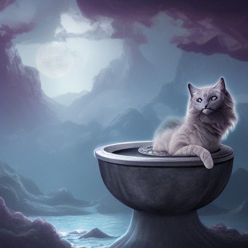 Zephyr: Nebelung Cat as Greek God in Sink