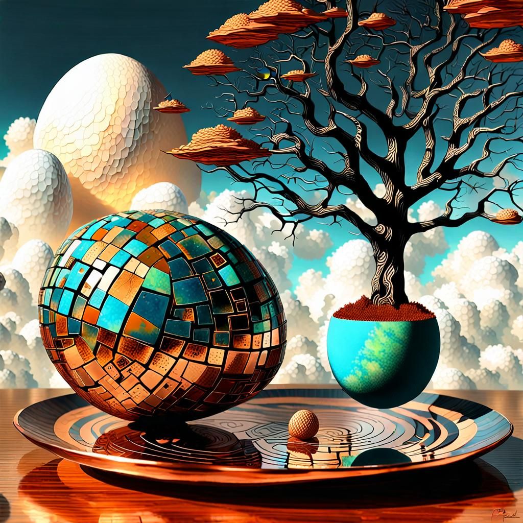 Flattened Egg Reveals Digital Punk World Tree