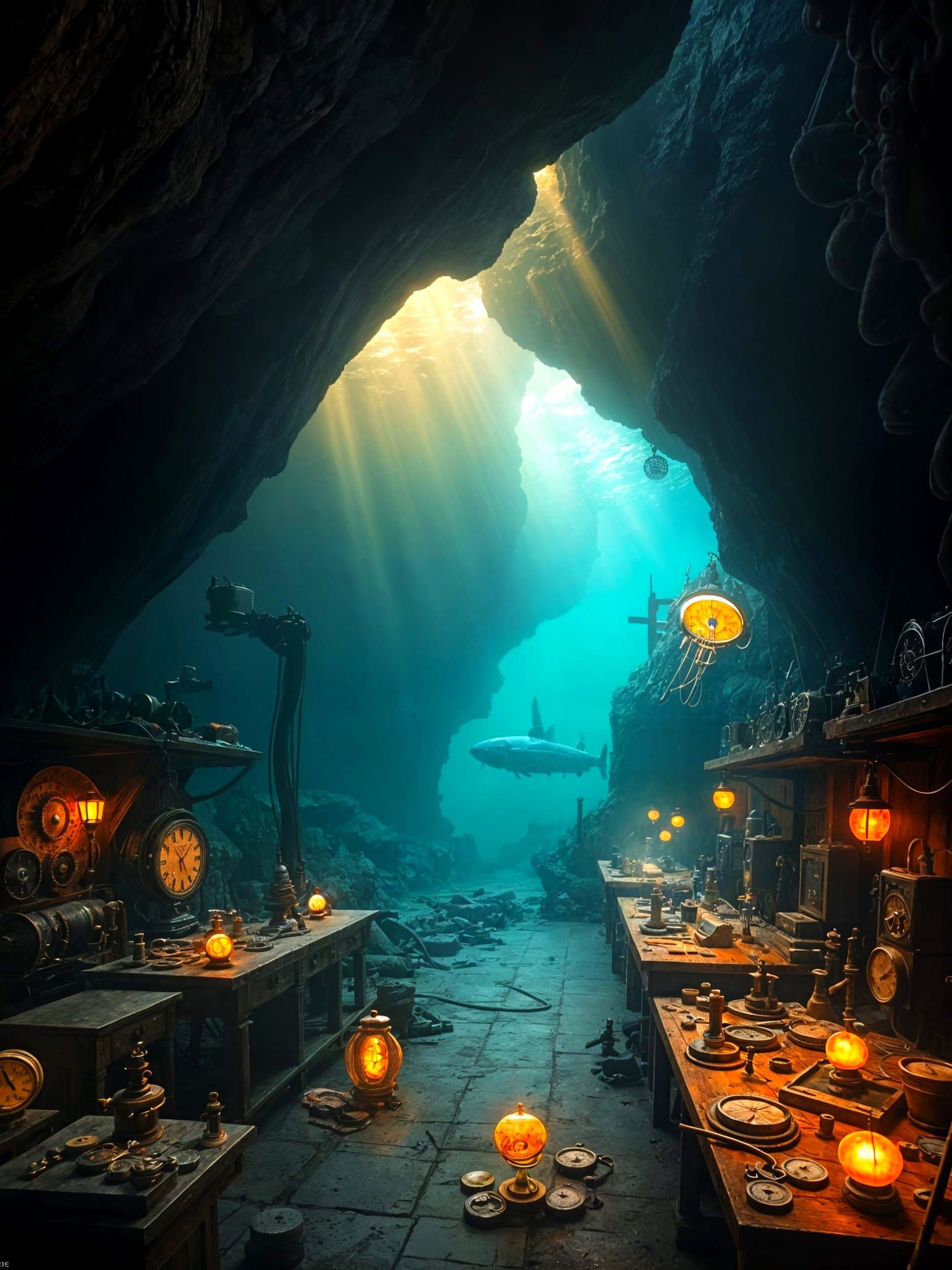Underwater Clock Shop: A Steampunk Photography Dream