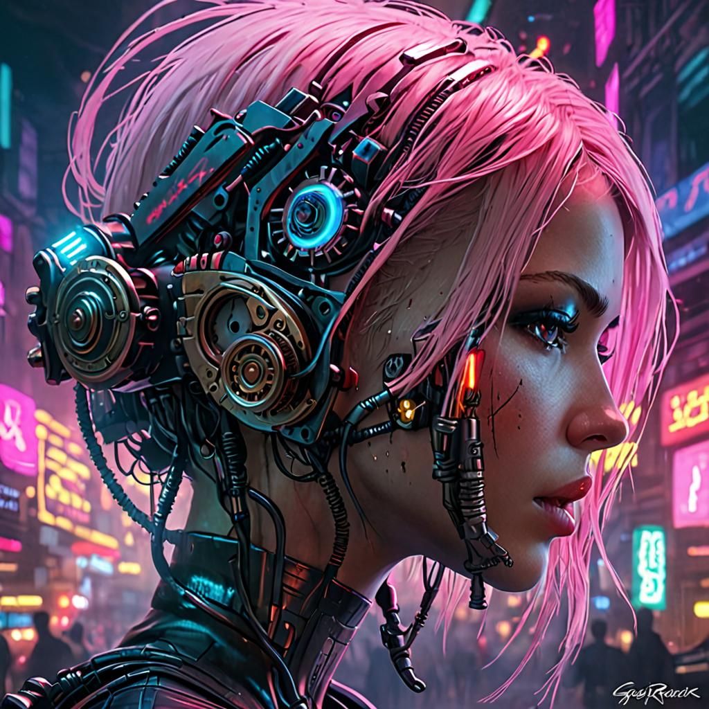Cyberpunk Beauty in Dystopian Future