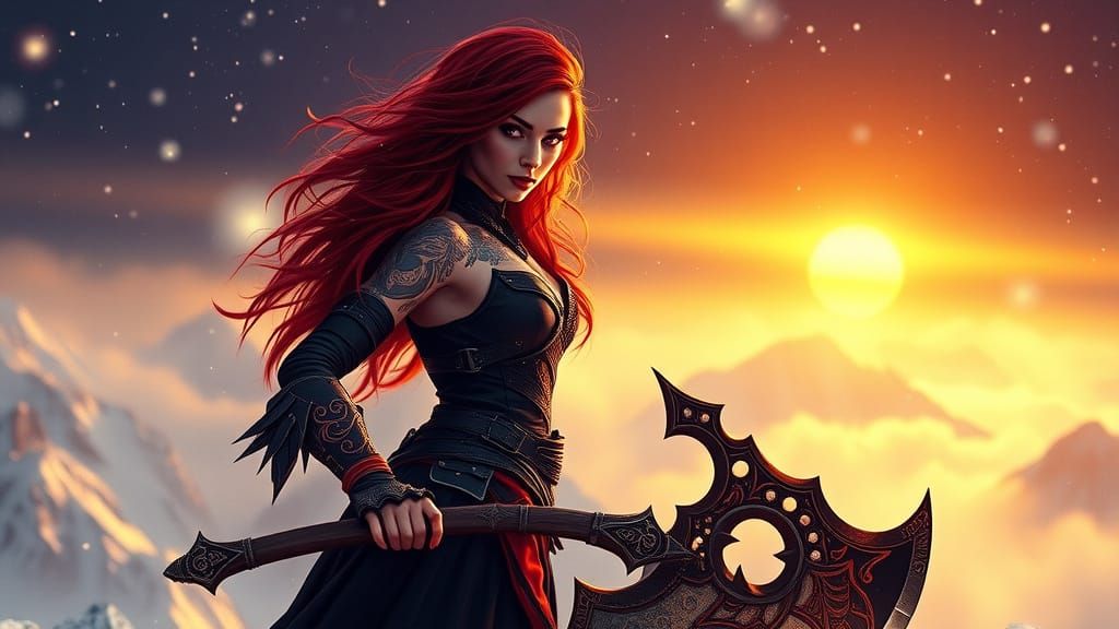 Gothic Demon Huntress Empowered by Snowy Mountain Majesty