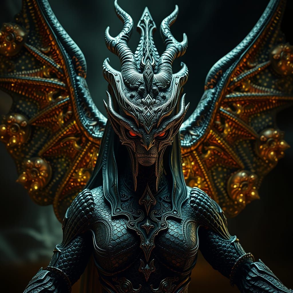 Tiamat the Mesopotamian Goddess in Hyperrealistic Detail