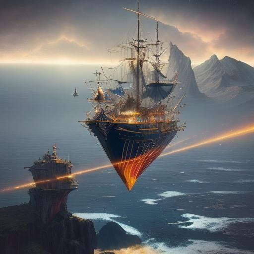 Magical Spaceship in Surreal Biomechanical Style