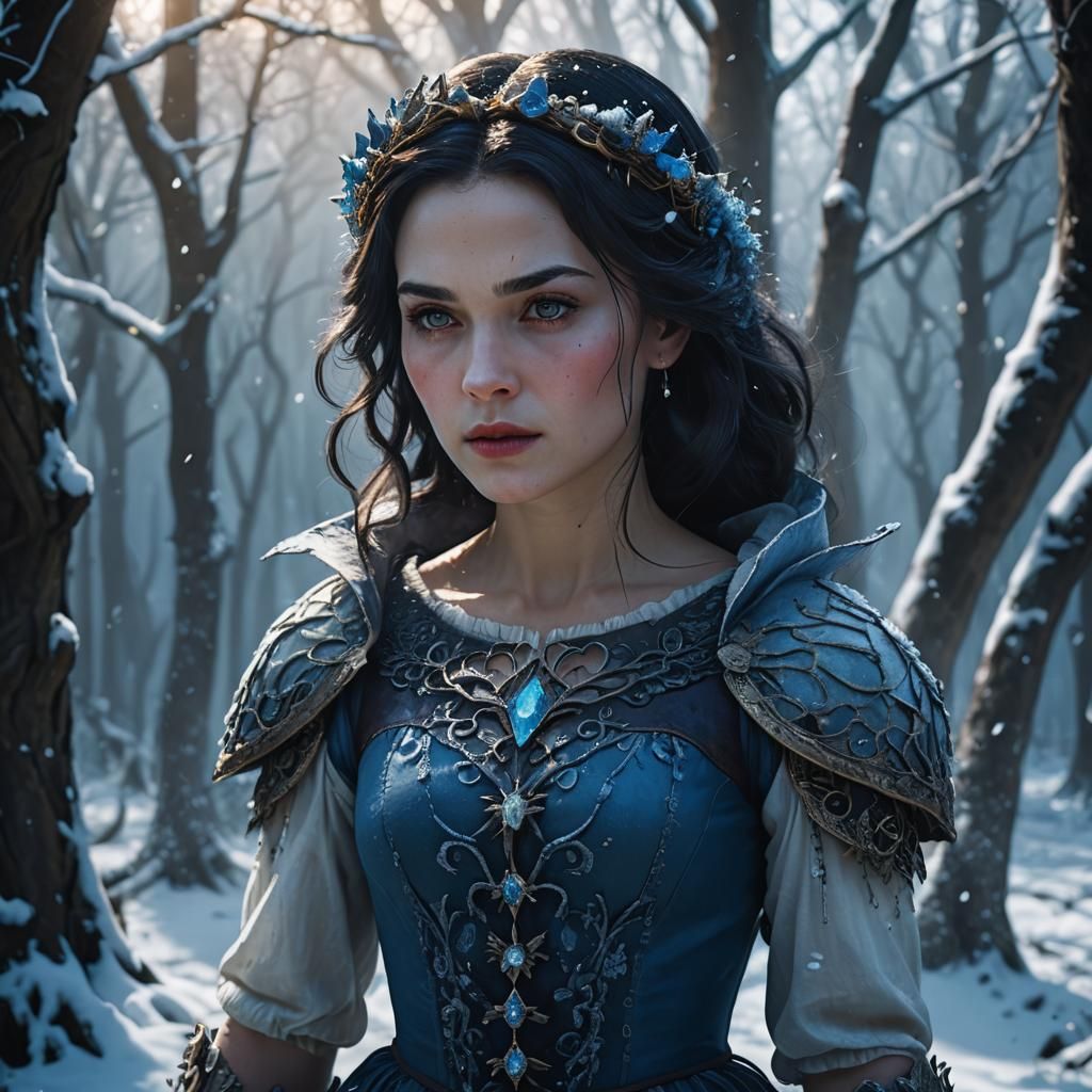Snow White in Dark Forest, Epic Cinematic Portrait