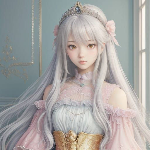 Anime Princess in Elegant Ball Gown
