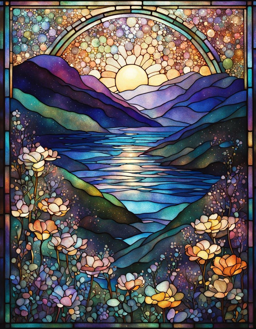 Art Nouveau Stained Glass Fairytale Goddess