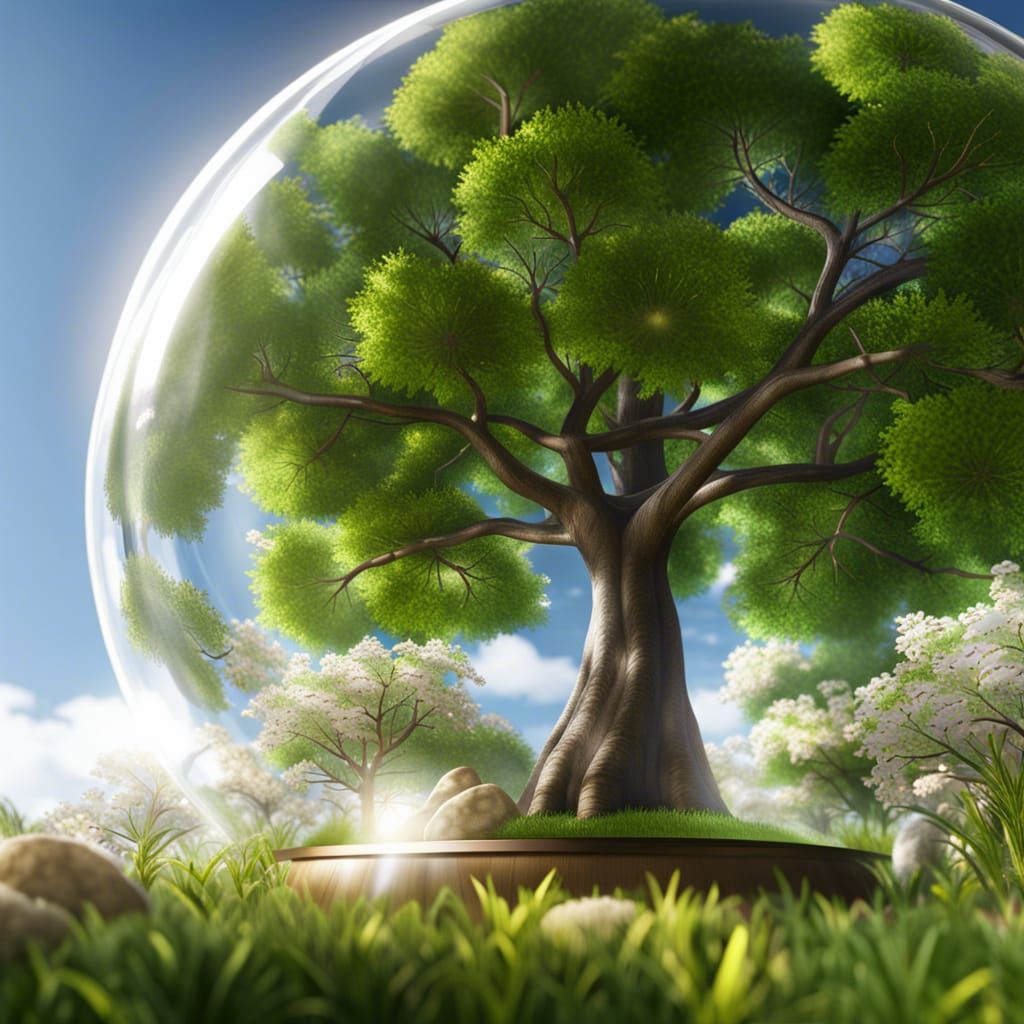 Tree inside a glass dome