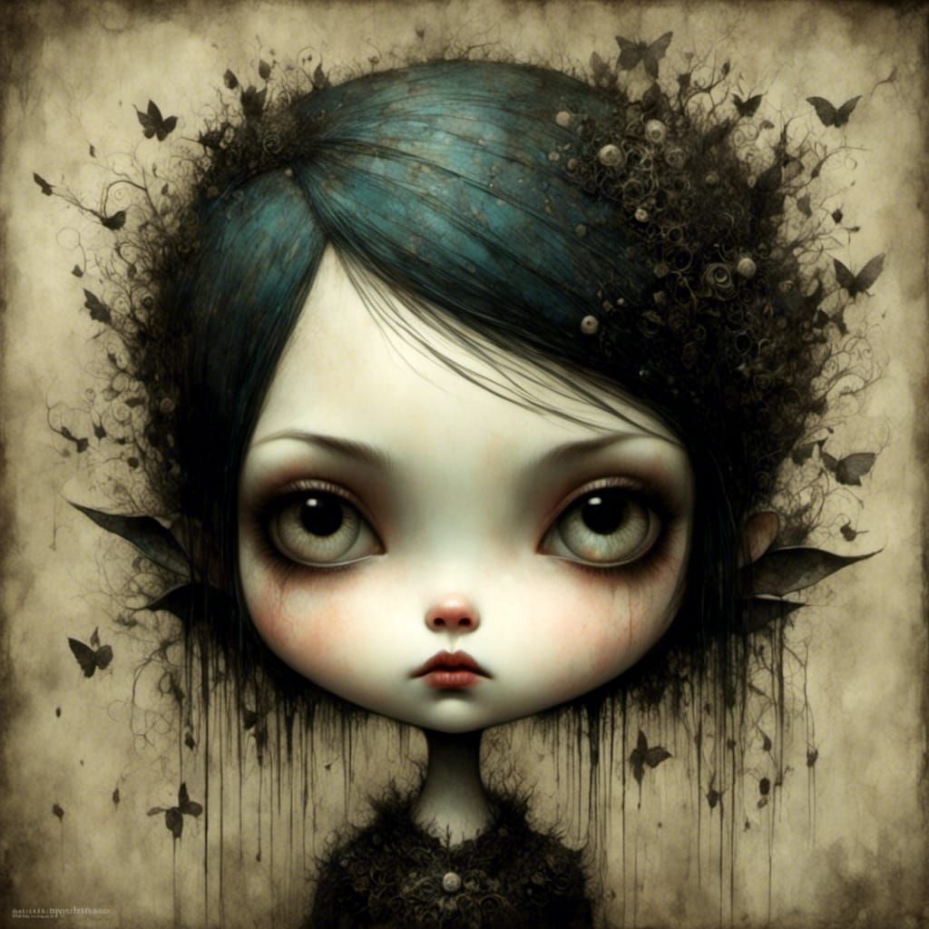 Goth Punk Girl in Art Brut Style