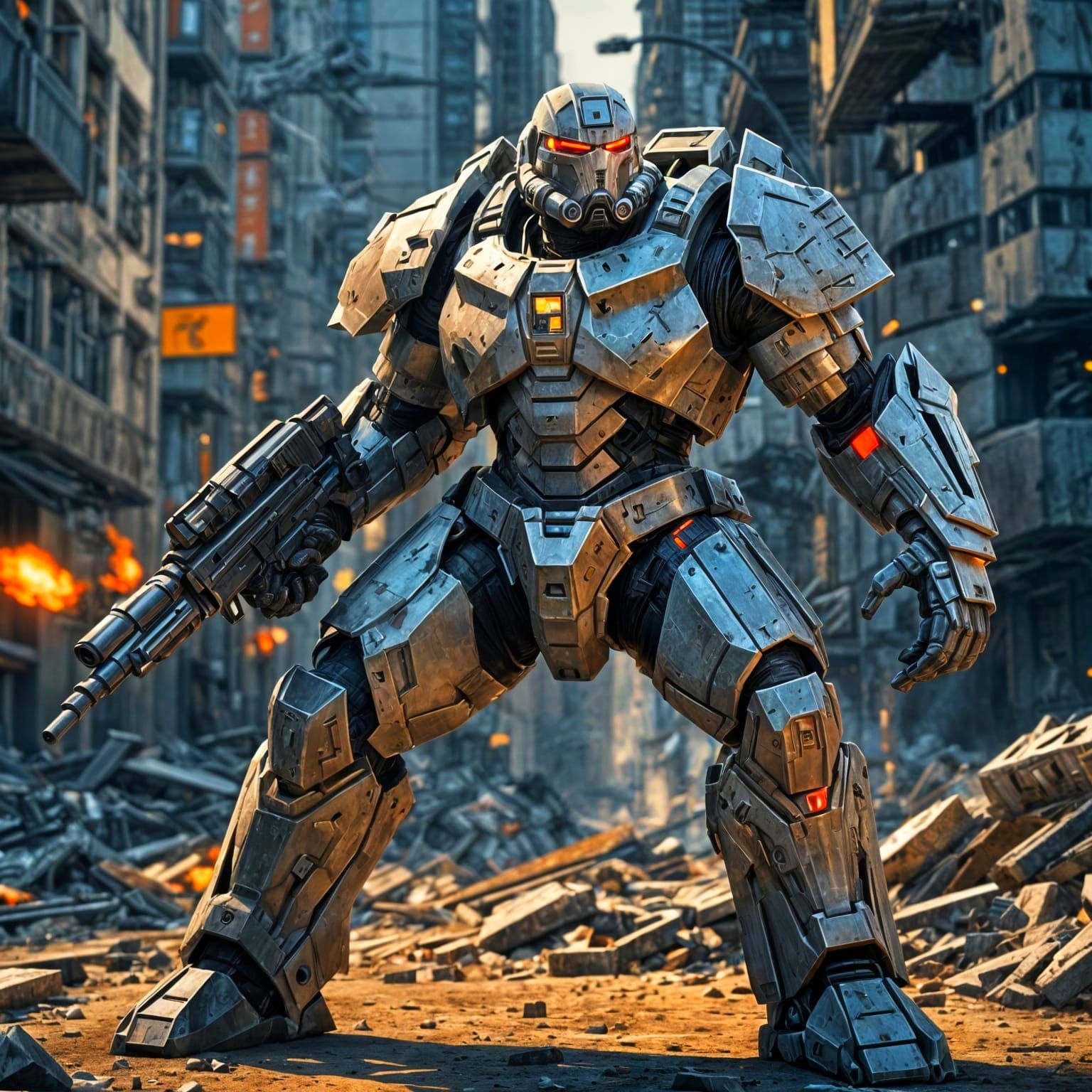 Futuristic Heavy Infantryman in Steel Legion Armor